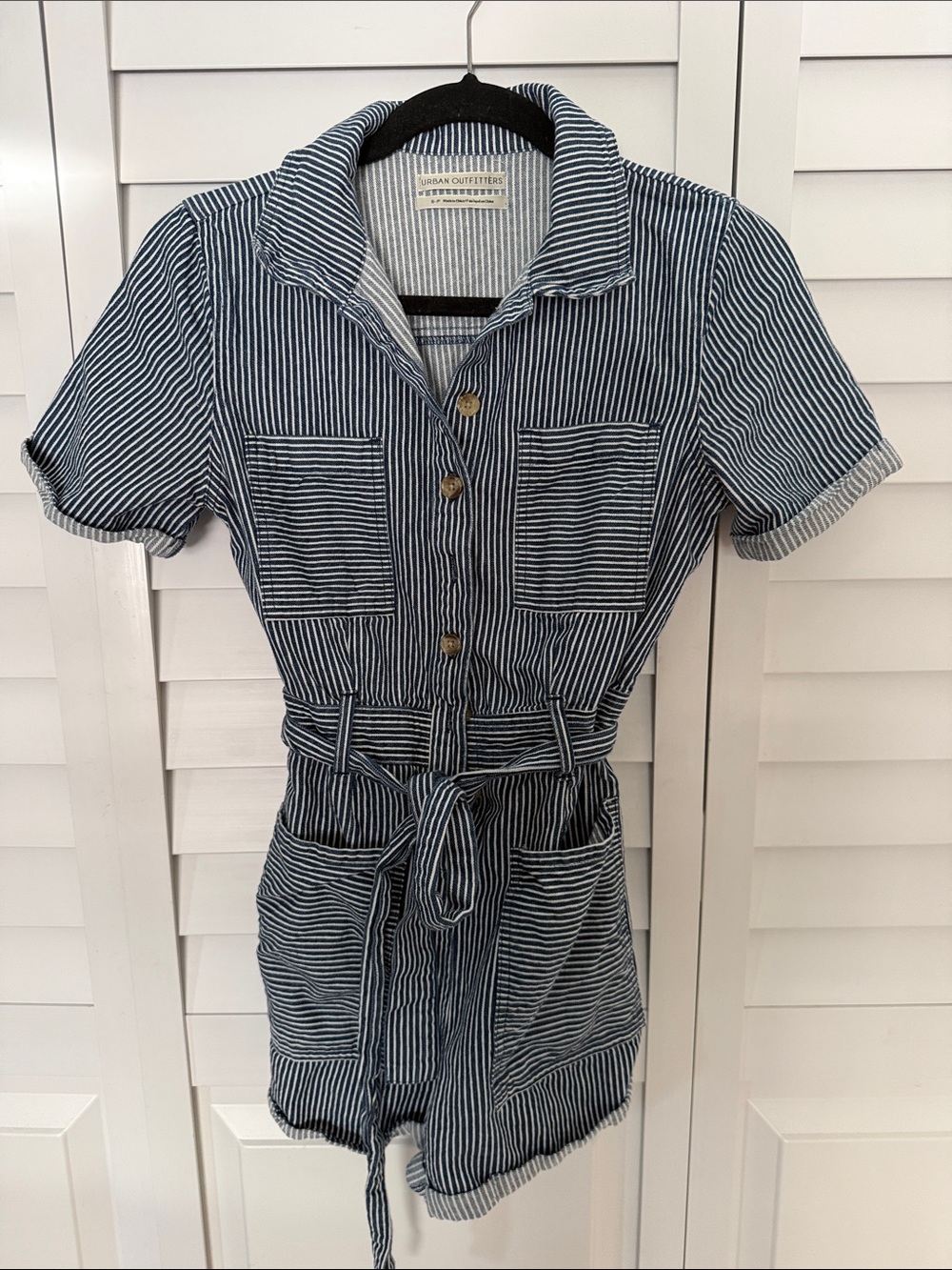 Urban Outfitters Navy and White Striped Top